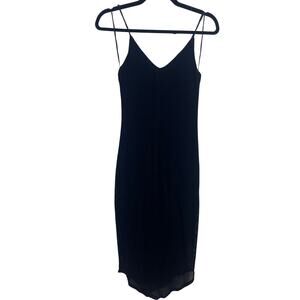 Express Black Sheer Stripe Slinky Spaghetti Strap Maxi Dress Women’s Small